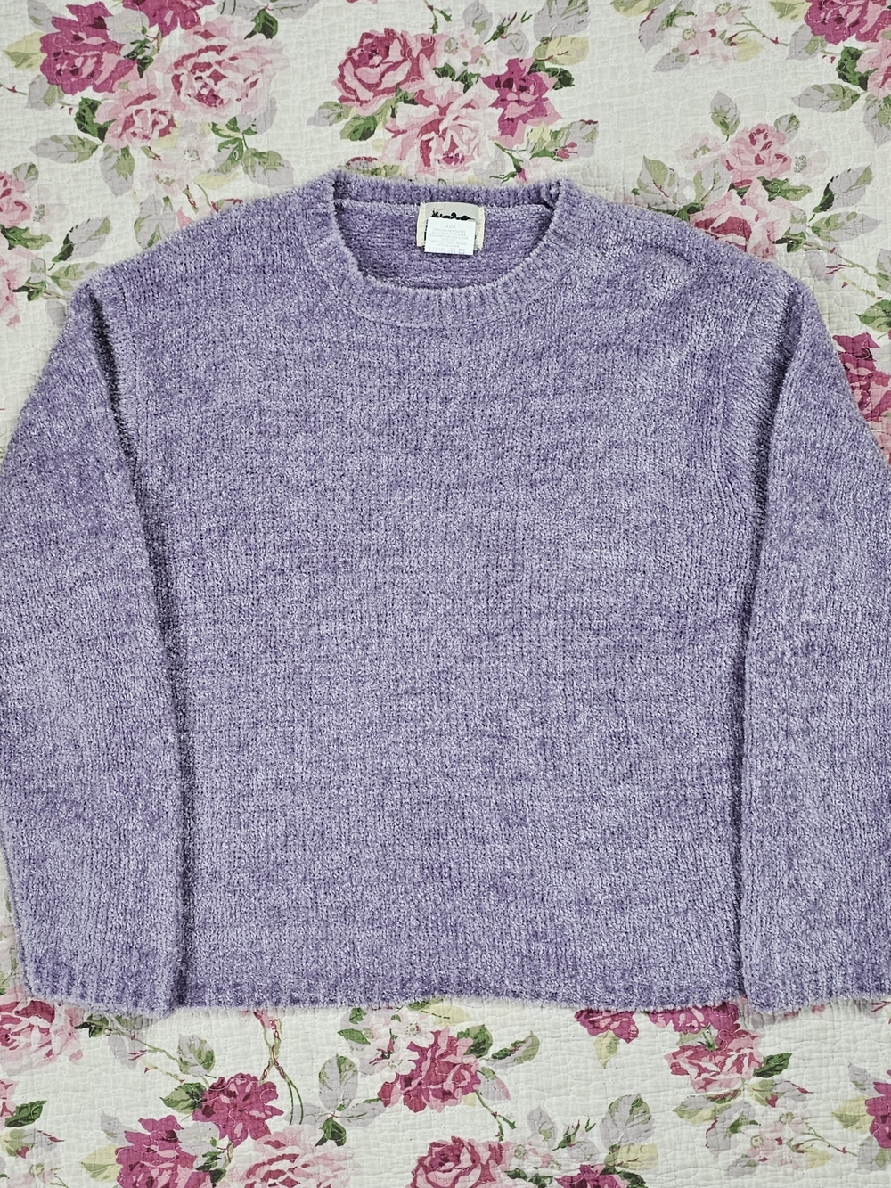 Vintage Northern Reflections Women’s L Purple Fuzzy Crew Neck Pullover Sweater